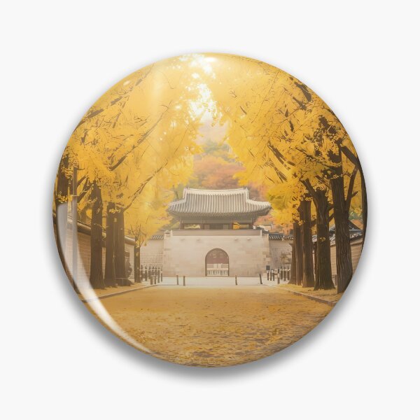Item preview, Golden Autumn Ginkgo Tree Tunnel at Deoksugung Stone Wall Road, Seoul: Vibrant Fall Foliage & Yellow Carpet Art Print, Poster & Home Decor designed and sold by SOOstudio73.
