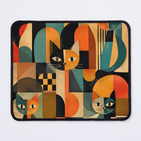 Item preview, Vintage Whimsical Cubism Art Cats | Colorful Cat Lover Gift designed and sold by flowerpower999.