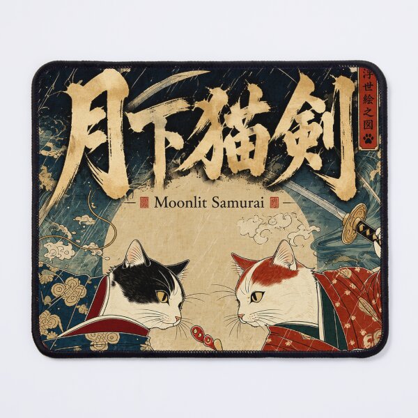 Item preview, Moonlit Samurai Cat -月下猫剣 designed and sold by INITIAL SHIBA.