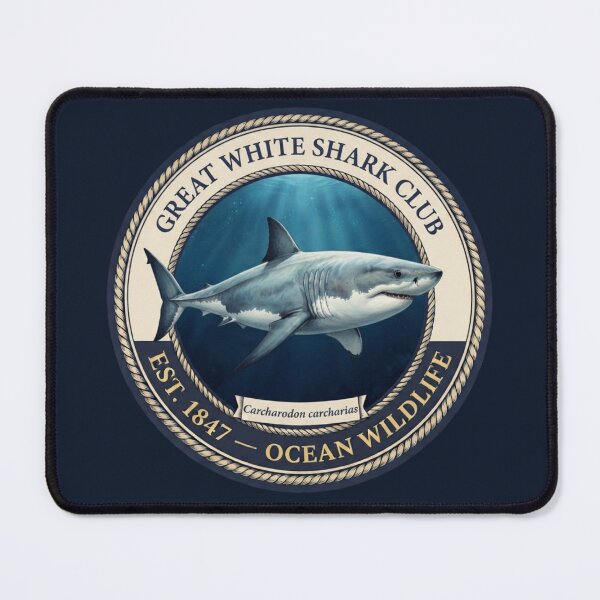 Artikelvorschau, Vintage-Abzeichen des Great White Shark Clubs, Meereslebewesen entworfen und verkauft von CalmCapy Co.