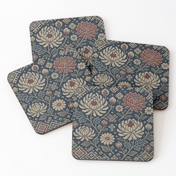 Item preview, Tsugaru Kiku Folk – Indigo Kogin-Inspired Chrysanthemum Pattern designed and sold by MarekoraStudio.