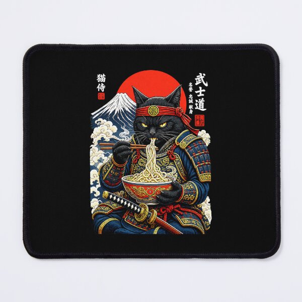 Item preview, Samurai Cat Enjoying Ramen Japanese Art designed and sold by nryum.