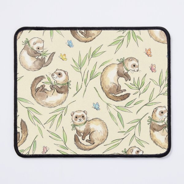 Item preview, Cute Ferrets & Bamboo & Butterflies Seamless Pattern designed and sold by StickVerse by Owais.