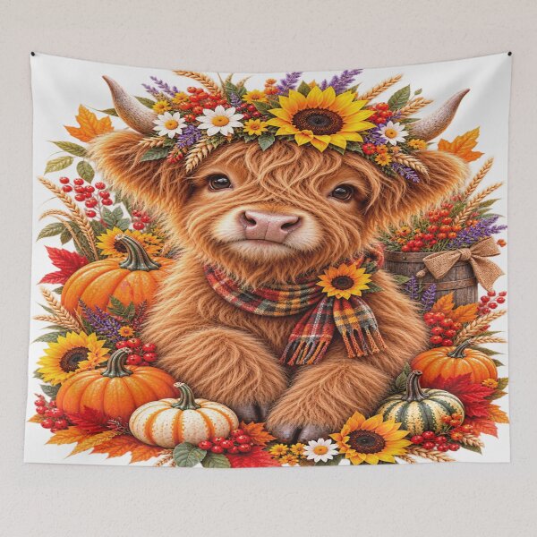 Item preview, Cozy Autumn Highland Cow designed and sold by ASWIN STUDIO.