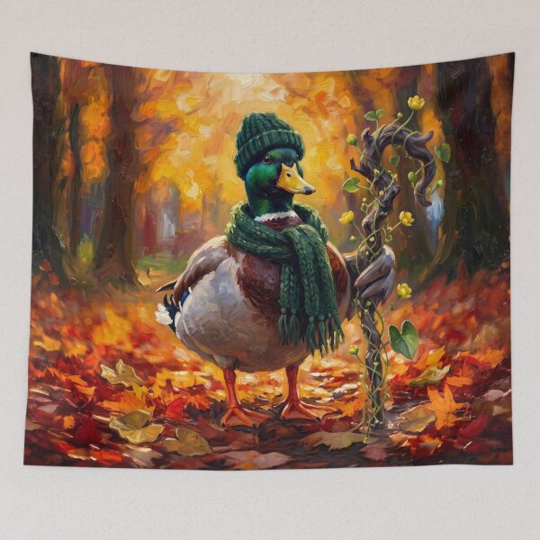 Item preview, Cute Cottagecore Autumn Mallard Duck with Staff Illustration designed and sold by Englandbear.