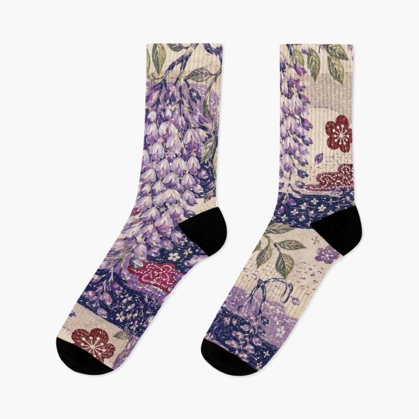 Item preview, Japanese Fuji Folk – Wisteria Floral Design with a Traditional Textile Aesthetic designed and sold by MarekoraStudio.