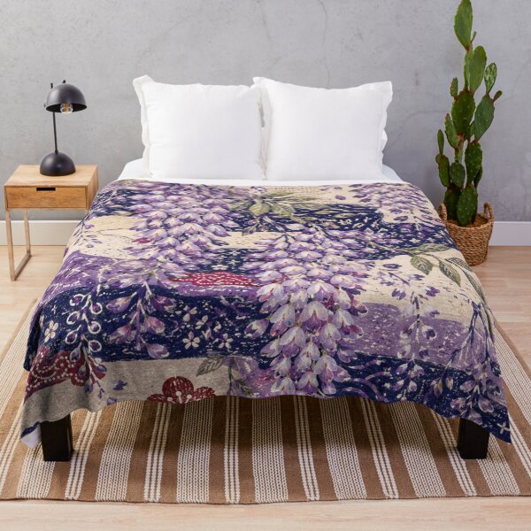 Item preview, Japanese Fuji Folk – Wisteria Floral Design with a Traditional Textile Aesthetic designed and sold by MarekoraStudio.