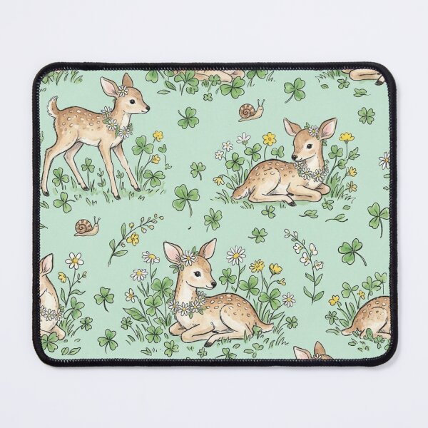 Item preview, Baby Fawns & Clover & Snails Seamless Pattern designed and sold by StickVerse by Owais.