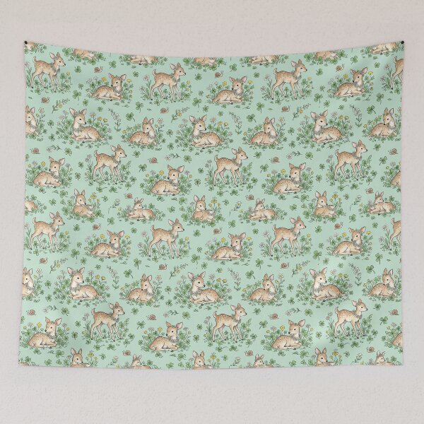 Item preview, Baby Fawns & Clover & Snails Seamless Pattern designed and sold by StickVerse by Owais.