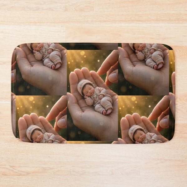 Item preview, Tiny Newborn Baby Sleeping in Loving Hands – Cute Baby Nursery Gift designed and sold by Bhaskar Digital Art.