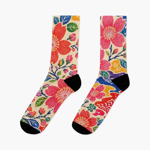 Item preview, Ryukyu Sakura Folk – Sakura Floral Pattern Inspired by Bingata designed and sold by MarekoraStudio.