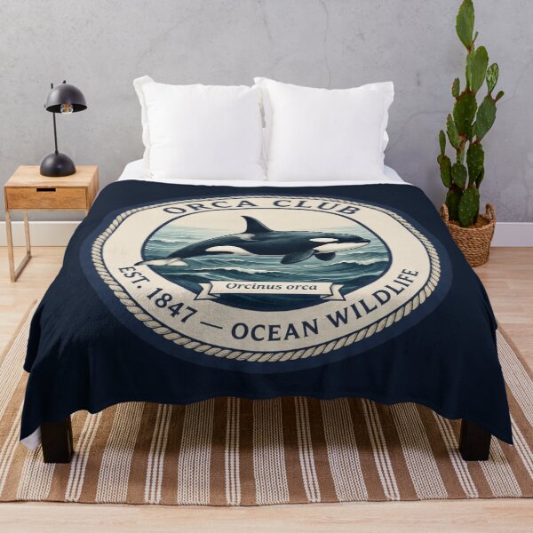Item preview, Orca Club Vintage Badge Ocean Wildlife Art designed and sold by CalmCapy Co.