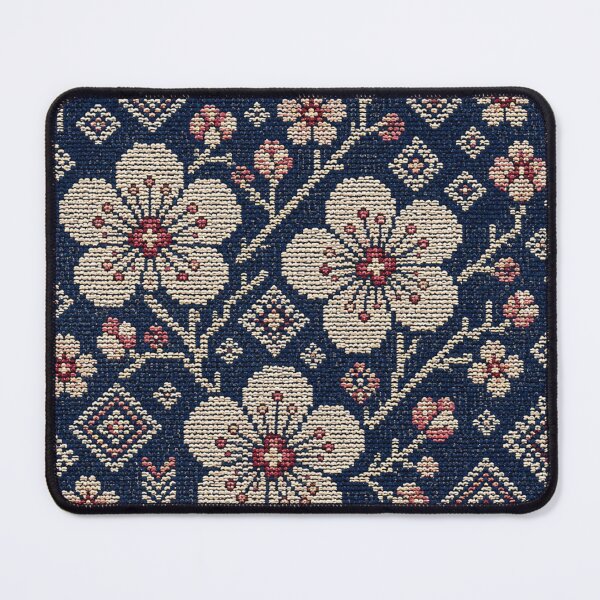 Item preview, Nambu Ume Folk – Plum Blossom Embroidery on Indigo designed and sold by MarekoraStudio.