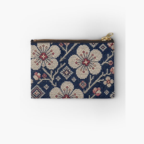 Item preview, Nambu Ume Folk – Plum Blossom Embroidery on Indigo designed and sold by MarekoraStudio.