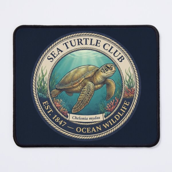 Item preview, Sea Turtle Club Vintage Badge Ocean Wildlife Art designed and sold by CalmCapy Co.