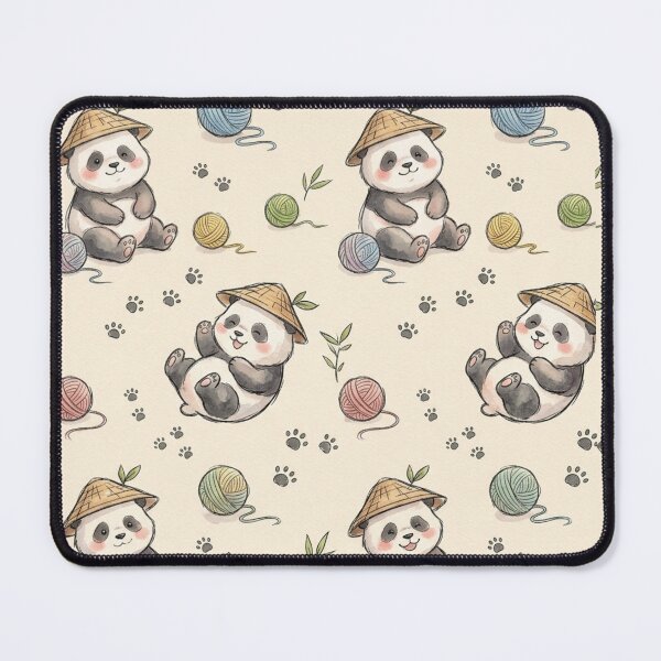 Item preview, Baby Pandas & Yarn Balls & Paw Prints Seamless Pattern designed and sold by StickVerse by Owais.