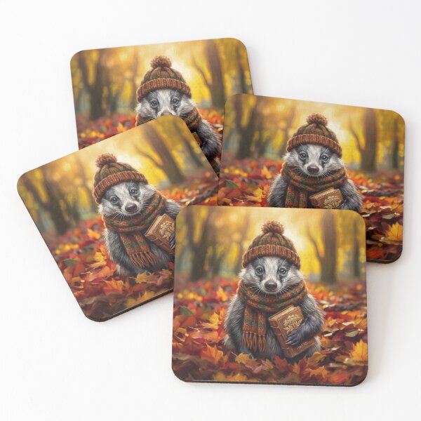 Item preview, Cute Cottagecore Autumn Badger Reading Book Illustration designed and sold by Englandbear.