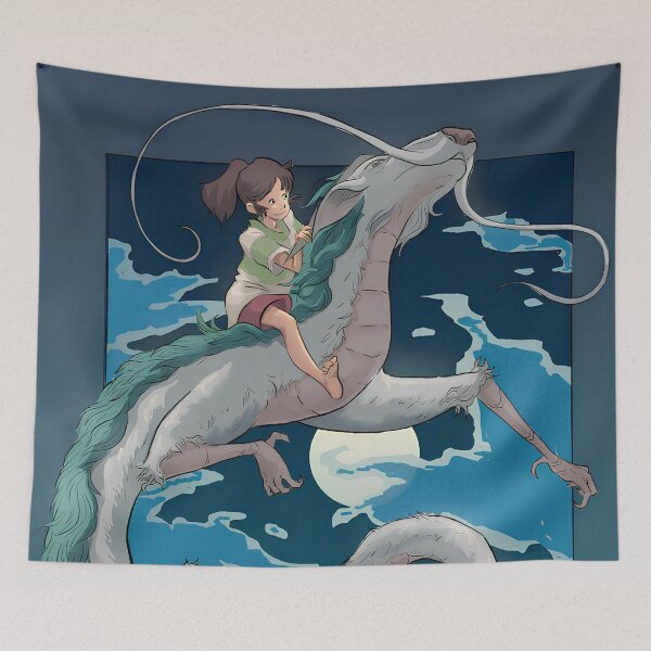 Item preview, girl flying aways [[chihiros]] with -%[ghiblis]%- dragon designed and sold by ebyyuishop.