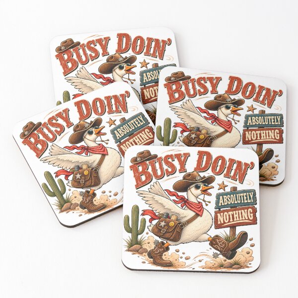 Item preview, Busy Doin' Absolutely Nothing – Funny Cowboy Goose designed and sold by LinaDesign Store.