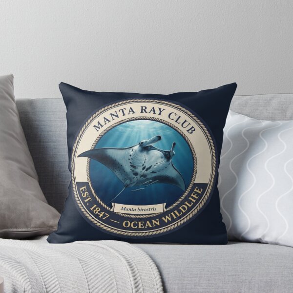 Item preview, Manta Ray Club Vintage Badge Ocean Wildlife Art designed and sold by CalmCapy Co.