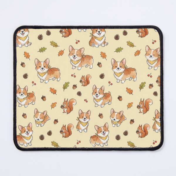 Item preview, Corgi Puppies & Pinecones & Squirrels Seamless Pattern designed and sold by StickVerse by Owais.