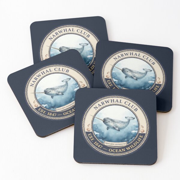 Item preview, Narwhal Club Vintage Badge Ocean Wildlife Art designed and sold by CalmCapy Co.