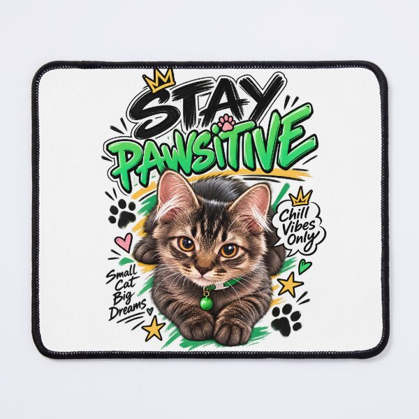 Item preview, Stay Pawsitive Cute Cat T Shirt Design designed and sold by StormVape.