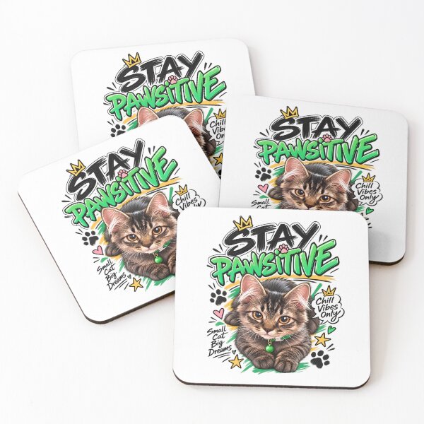 Item preview, Stay Pawsitive Cute Cat T Shirt Design designed and sold by StormVape.