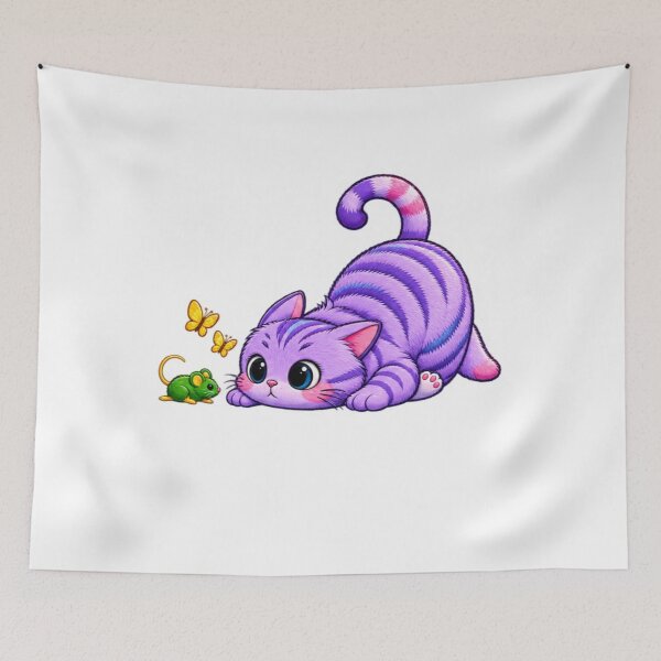 Item preview, Cute Purple Cat and Little Mouse – Kawaii Cartoon designed and sold by AMIR PRO .