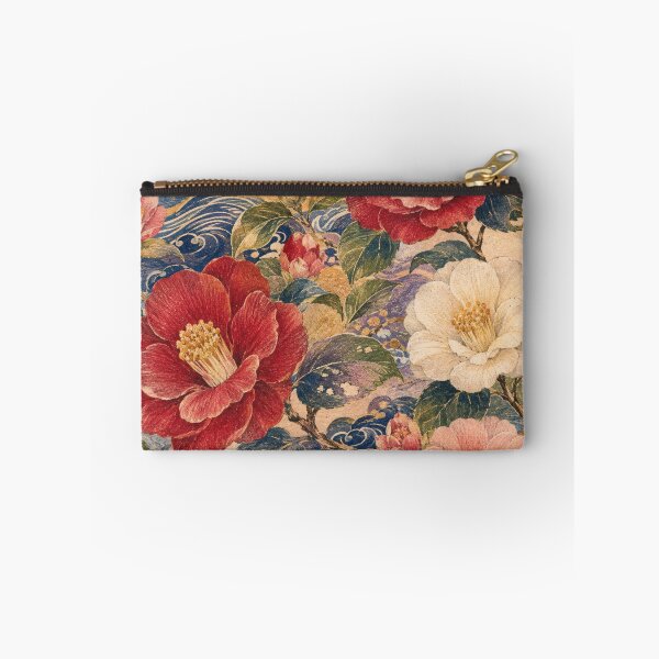 Item preview, Kaga Tsubaki Folk – Camellia Textile-Inspired Floral Pattern designed and sold by MarekoraStudio.