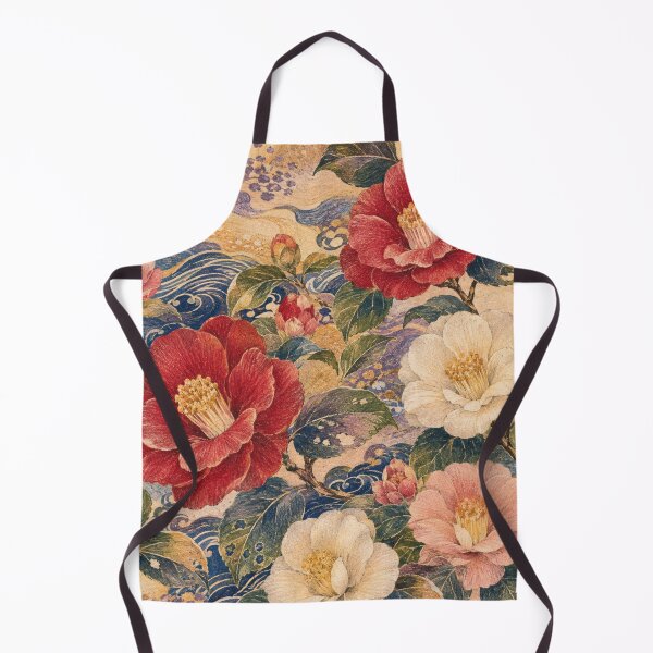 Item preview, Kaga Tsubaki Folk – Camellia Textile-Inspired Floral Pattern designed and sold by MarekoraStudio.