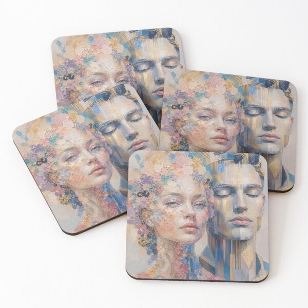 Item preview, Colorful Abstract Couple Portrait Art designed and sold by dreamybyana.