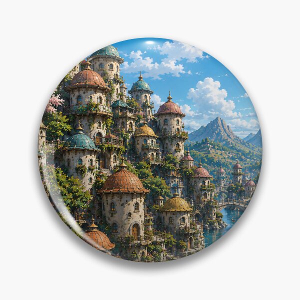 Item preview, Fantasy City Waterway Oil Painting Blue Sky designed and sold by Jozefin's Studio.