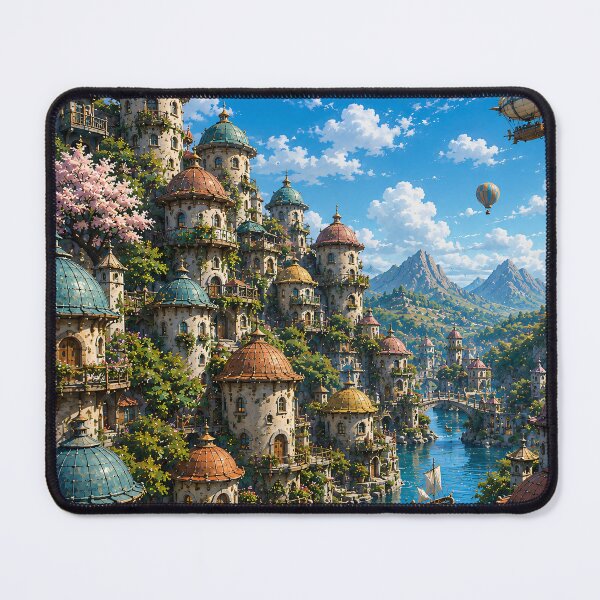Item preview, Fantasy City Waterway Oil Painting Blue Sky designed and sold by Jozefin's Studio.