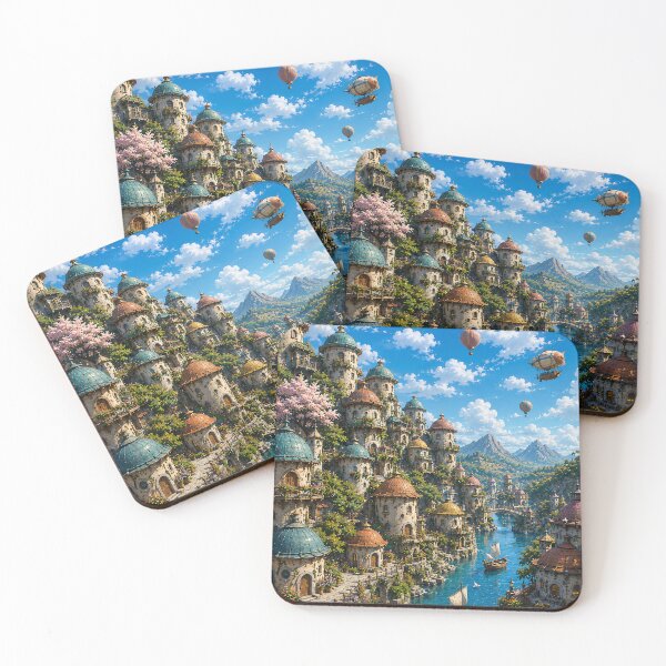 Item preview, Fantasy City Waterway Oil Painting Blue Sky designed and sold by Jozefin's Studio.