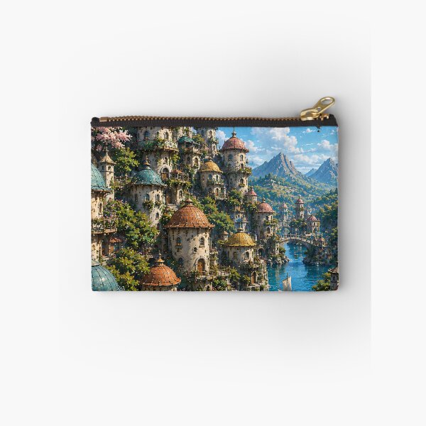 Item preview, Fantasy City Waterway Oil Painting Blue Sky designed and sold by Jozefin's Studio.