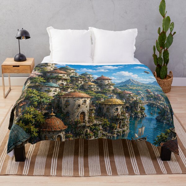 Item preview, Fantasy City Waterway Oil Painting Blue Sky designed and sold by Jozefin's Studio.