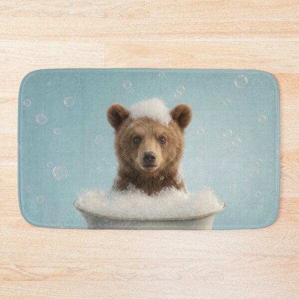 Item preview, Baby Brown Bear Bubble Bath Cute Nursery Bathroom Wall Art designed and sold by LazyOwlStore.