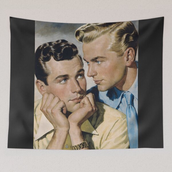 Item preview, Retro Handsome Romance - Vintage Gay Couple Art designed and sold by gayishdesign.