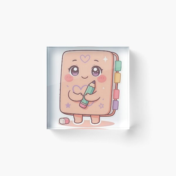 Item preview, Cute Kawaii Pastel Notebook Hugging Pencil Sticker designed and sold by ChibiPCStudio.