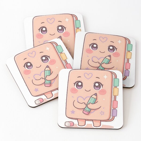 Item preview, Cute Kawaii Pastel Notebook Hugging Pencil Sticker designed and sold by ChibiPCStudio.