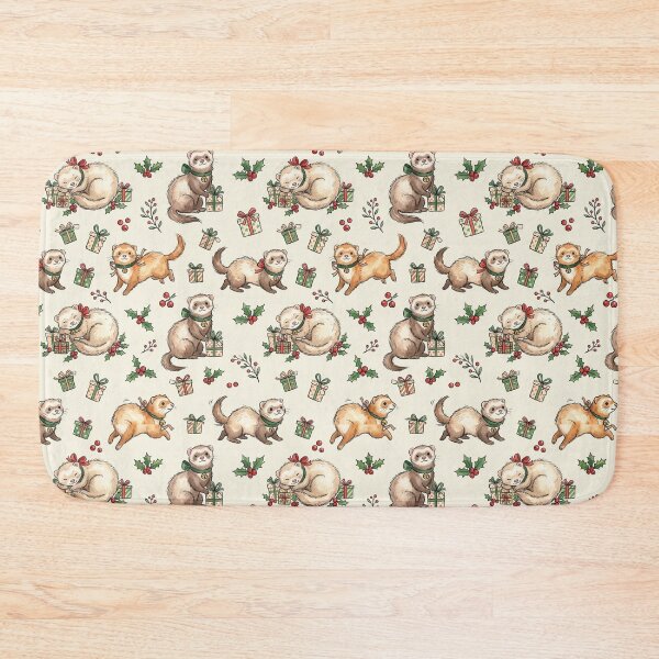 Item preview, Cute Ferrets & Gifts & Holly Seamless Pattern designed and sold by StickVerse by Owais.
