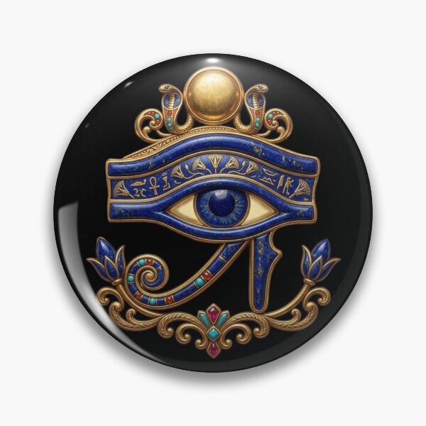 Item preview, Golden Egyptian Eye with Blue Details | Ancient Egypt Art designed and sold by Zaru Art Studio.