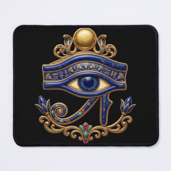 Item preview, Golden Egyptian Eye with Blue Details | Ancient Egypt Art designed and sold by Zaru Art Studio.
