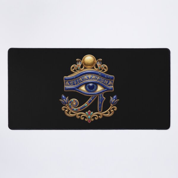 Item preview, Golden Egyptian Eye with Blue Details | Ancient Egypt Art designed and sold by Zaru Art Studio.