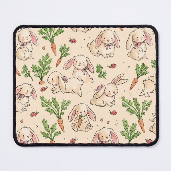 Item preview, Floppy Bunnies & Carrots & Ladybugs Seamless Pattern designed and sold by StickVerse by Owais.