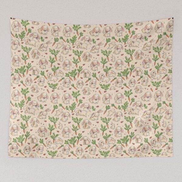 Item preview, Floppy Bunnies & Carrots & Ladybugs Seamless Pattern designed and sold by StickVerse by Owais.