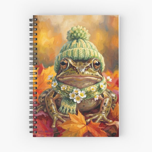 Item preview, Cute Cottagecore Autumn Frog in Knitted Beanie Hat Illustration designed and sold by Englandbear.
