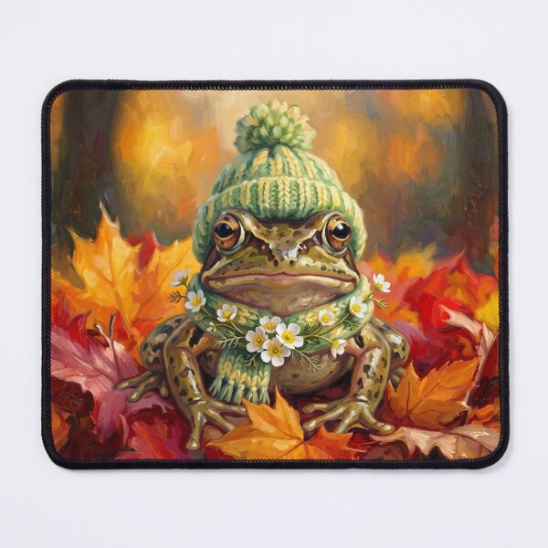 Item preview, Cute Cottagecore Autumn Frog in Knitted Beanie Hat Illustration designed and sold by Englandbear.