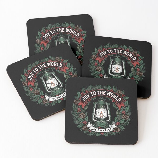 Item preview, Joy To The World Vintage Oil Lantern Christmas Wreath Holiday Crest designed and sold by TeNovaStudio ⭐⭐⭐⭐⭐.